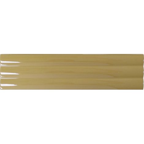 Carrelage mural intérieur brillant en relief vert Acanto 10x40 cm Reeded khaki (1/2)