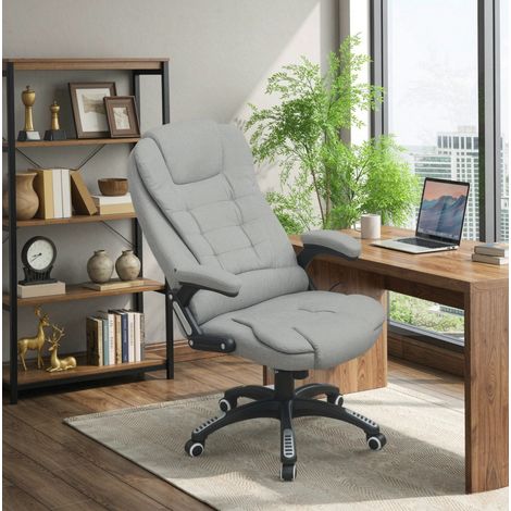 Silla de oficina ergonómica de poliéster gris claro con masaje y calor 68x72 cm - CHICFURN (1/5)