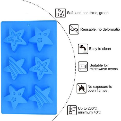 Silikonform – Sternform für selbstgemachte Seifen und DIY-Wachsmalstifte – Zur Herstellung von Seifen, Kerzen, Badebomben, Eiscreme und Gebäck – 2er-Set (1/5)