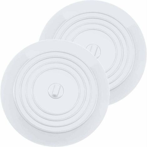Silikon-Badewannenstöpsel, Küchenspülenstöpsel, 15,3 cm Durchmesser, für Küchen, Badezimmer und Waschküchen, Abflussstopfen (2 Stück, Weiß)
