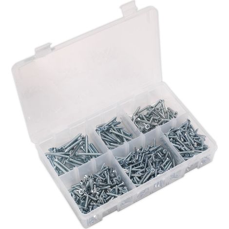 Sealey Self-Tapping Screw Assortment DIN 7982 510pc Countersunk Pozi Zinc AB062STCS (1/4)