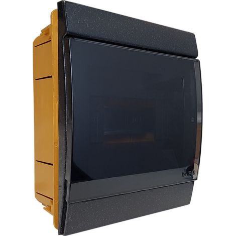 Tableau de distribution encastré à 4 modules, boîte à fusibles noire IP40 (1/4)