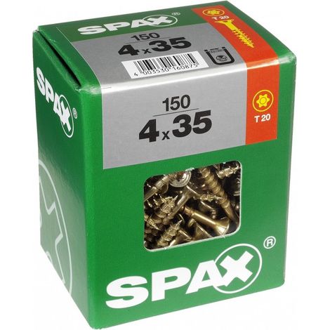Juego de 150 tornillos SPAX Torx de acero con cabeza avellanada, Diam.4 mm x L.35 mm SPAX