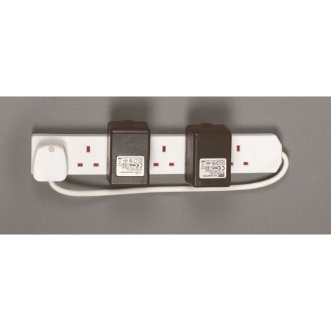 1m White Extension Block Lead 6 Gang Way