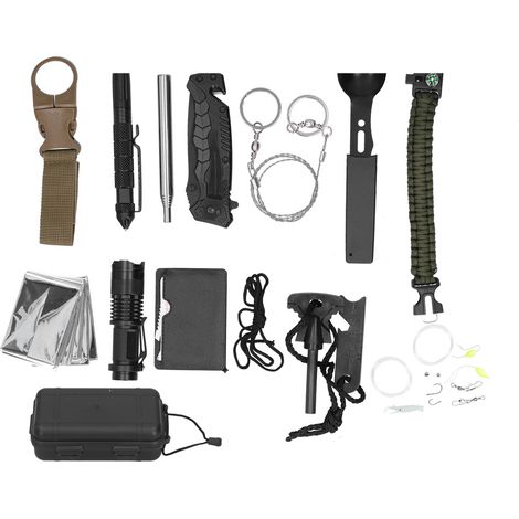 Kit boussole de survie extérieure multifonction avec sifflet et pierre à feu (1/5)