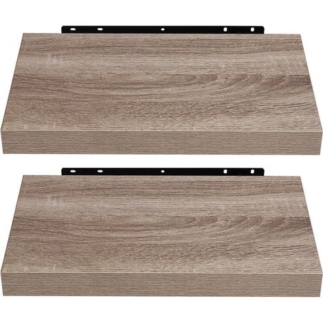 Étagères murales, 40 cm, MDF couleur café clair, lot de 2 étagères flottantes décoratives, pour salon, chambre, salle de bain, couloir (1/5)