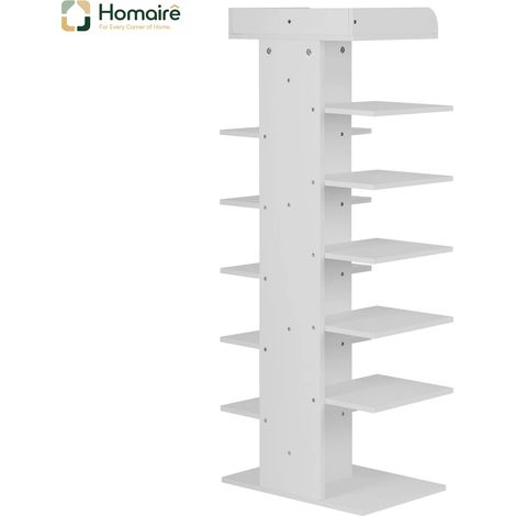 Weißes Bücherregal mit weißem Stauraum 45 x 30 x 114 cm HOMAIRE (1/5)