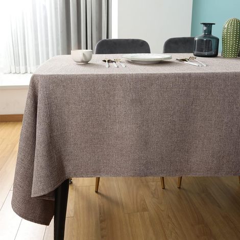 Nappe en lin 140x240 cm Brun clair Lavable Rectangulaire