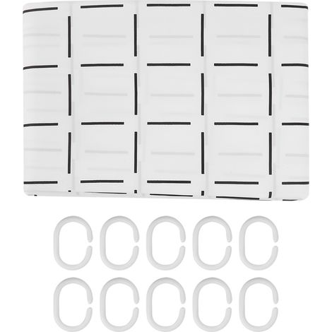 Rideau De Douche En Polyester Imperméable Avec Œillets Métalliques Pour Salle De Bain 150x180cm (1/5)