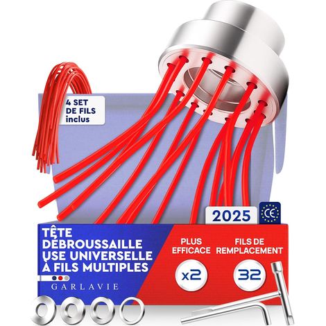 1 - Brosse Désherbeuse - Tête De Coupe - Nylon Et Aluminium - Pour Débroussailleuse Et Coupe-Bordures - Allées Et Trottoirs - Argent - 12 Fils (1/5)