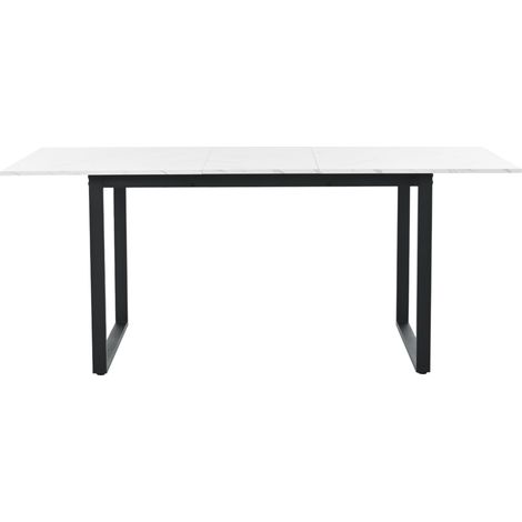 ELVMI Tavolo da Pranzo Allungabile con Piedini Regolabili e Piano Effetto Marmo per Sala da Pranzo in MDF 140/180x80x75 cm Bianco (1/4)