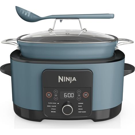 Ninja Foodi PossibleCooker 8L, Slow cooker e multicooker digitale 8 in 1 con casseruola antiaderente, griglia per cottura al vapore, coperchio in vetro e mestolo, grigio sale, MC1001EU (1/5)