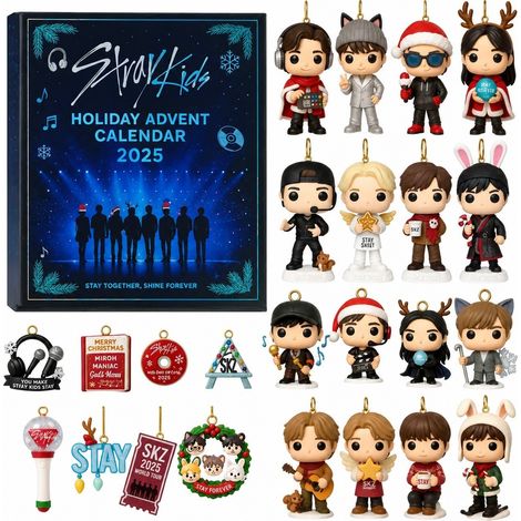 Pendentif acrylique surprise pour calendrier de l'Avent, décoration pour sapin de Noël, compte à rebours 2025, calendrier de l'Avent Stray Kids 2025 (1/3)
