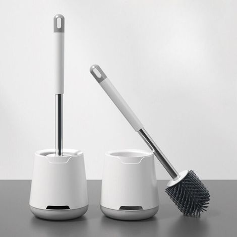 Brosse de toilette avec support, séchage rapide, hygiénique et antibactérienne, blanche (1/5)