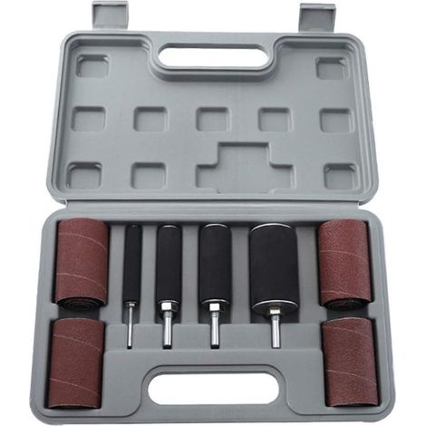 Kit de ponceuse à tambour papier abrasif à bande de ponçage avec boîtier de broche pour outils rotatifs de perceuse à colonne (1/5)