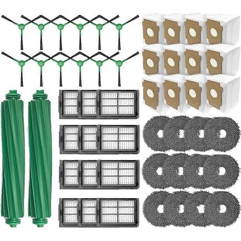 Accessoires et pièces détachées pour iRobot Roomba Plus 405/505 : brosse principale, filtre HEPA, lingette de nettoyage et sacs à poussière. (1/5)
