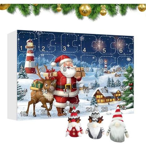 Calendrier de L Avent Gnome 2024,Calendrier De l'avent Compte à Rebours Jusqu'à Noël,Calendrier De l'avent Gnome avec 24 Poupées de (1/4)