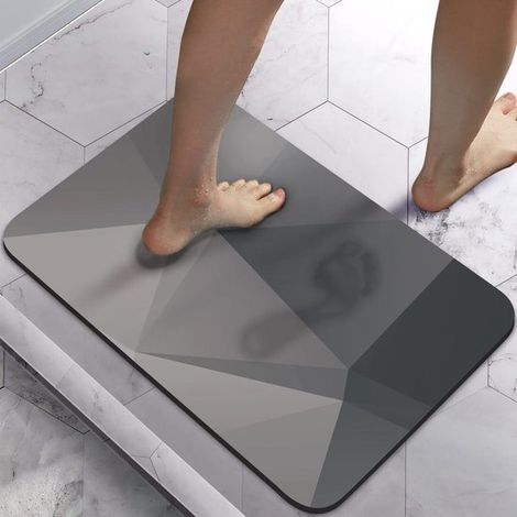 Tappetino antiscivolo per bagno - 40x60 cm, ad asciugatura rapida e assorbente - confezione da 2 - grigio (1/5)