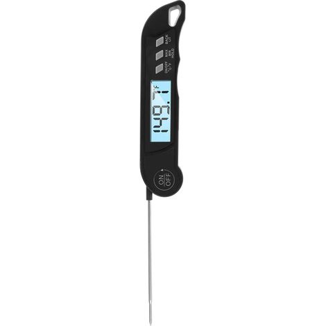Elektronisches Lebensmittelthermometer, faltbare Sonde, Sofortanzeige, zum Kochen von Speisen, Fleisch, für Backofen, Küche, Grill, Grill (schwarz) (1/5)