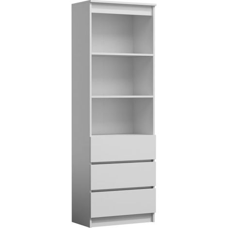Topeshop – Bibliothèque moderne 3 tiroirs 2 étagères – Dimensions 180x60x35 cm – Structure panneaux de particules mélaminés – Meuble de rangement durable (1/3)