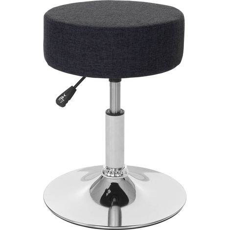 Tabouret HWC-C22, hauteur réglable, Ø 35 cm, tissu - gris foncé (1/2)