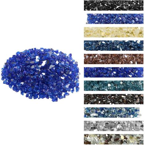 Verre de Feu pour Braséro, 9 kg, Pierres en Verre pour Foyer à Gaz, 12,7 mm, Sans Fumée, Réfléchissante, Pierres Décoratives Résistantes pour Cheminée à Gaz, Intérieur, Extérieur, Bleu Cobalt (1/5)