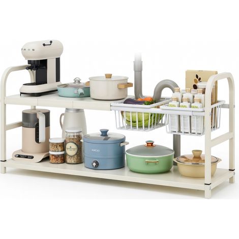 Etagere sous evier extensible creme 3 tablettes pour la maison (1/5)