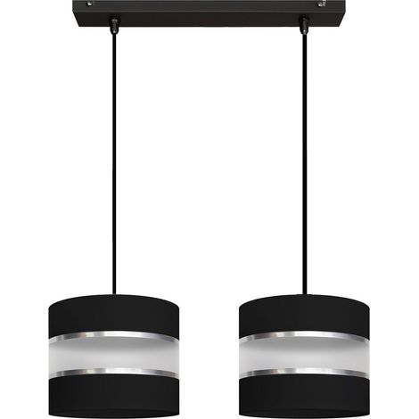 Helam HELEN Plafonnier Suspendu Straight Bar Noir, Argent 45cm (1/4)