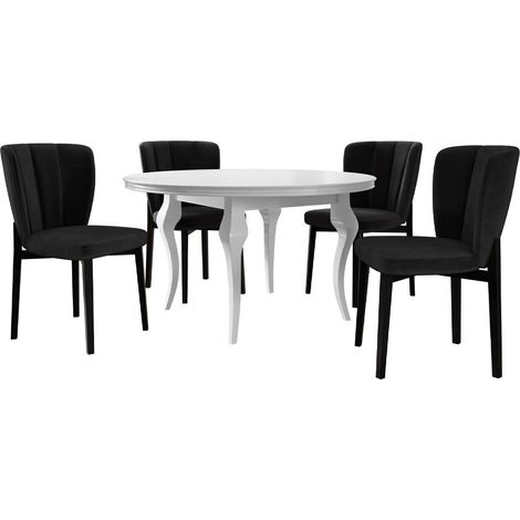 Conjunto de mesas y sillas para comedor Racine 140, Magic Velvet 2219, 76x0x0cm, Diámetro: 100, Número de asientos: 4, Estilo: Contemporary (1/5)