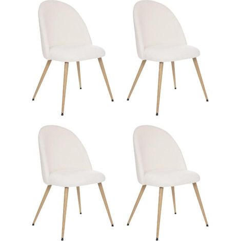 Atmosphera – Lot de 4 chaises Slano 84cm – Assise en polyester – Structure en fer – Confort optimal pour salon et salle à manger – Couleur blanche (1/5)