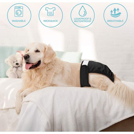 Lot de 3 couches hygiéniques pour chien - Noires, taille M