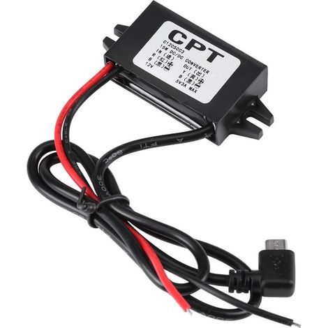 Voiture Convertisseur de Tension DC-DC 12V à 5V/3A Convertisseur de Tension de Voiture Micro USB Régulateur de Tension Etanche pour Autoradio, Radio, Surveillance, Ventilateur électrique. (1/5)