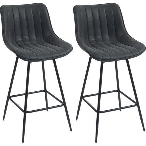Lot de 2 tabourets de bar 68 cm pivotants avec dossier et repose-pieds, pour îlot de cuisine et salle à manger, noir (1/5)