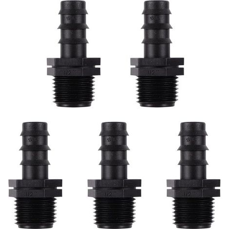 Set mit 5 geraden Tropfschlauchverbindern DN16 auf 1/2 Zoll Gewinde für die Gartenbewässerung (1/5)