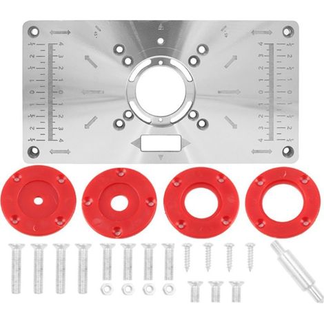 Plaque d'insertion Table de Toupie Compatible avec Makita Routeurs Machine de Découpe en Alliage d'aluminium avec Anneaux d'insertion de Routeur et Vis de Fixation (1/4)
