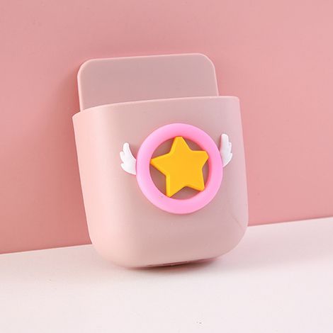 Boîte de rangement murale à motif dessin animé, boîte de rangement mignonne pour téléphone, idéale pour la décoration intérieure (étoile rose avec petite aile) (1/2)