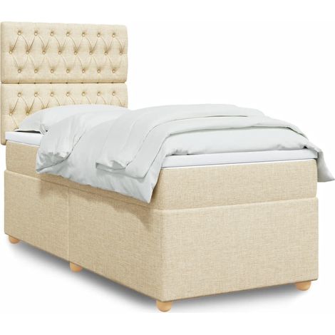 Boxspringbett mit Matratze Creme 100x200 cm Stoff