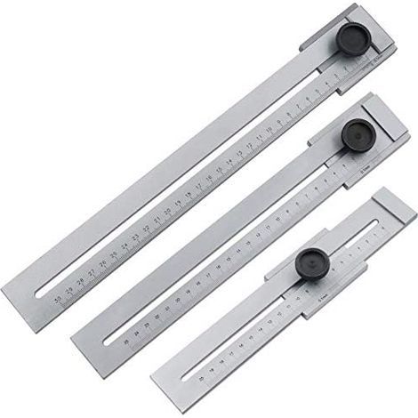 Jauge de marquage en acier inoxydable de 0 à 300 mm, outils de mesure pour le travail du bois, calibre de marquage du métal, gris clair (1 pièce) (1/4)
