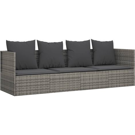 Maison Exclusive - Outdoor-Loungebett mit Kissen Grau Poly Rattan