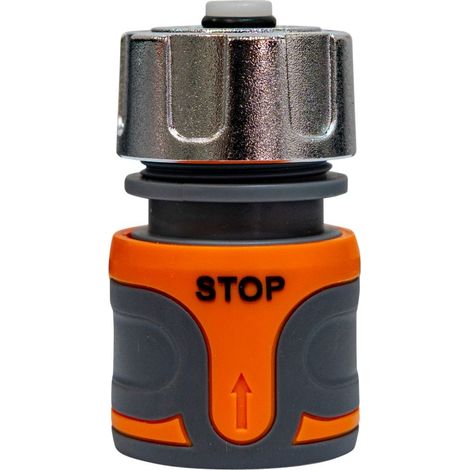 Raccord de tuyau avec stop RURIS Luxury 12 - Système AquaStop - Tuyau 1/2" - Raccordement rapide par clic - ABS, zinc, PP et TPE - Pression 4 à 6 bars (1/3)
