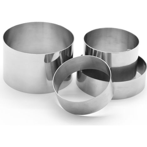 15 moules à mousse en acier inoxydable, emporte-pièces ronds, moules à gâteaux, moules de cuisine pour la pâtisserie, tartes, fondant, etc. (1/5)