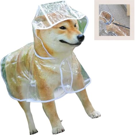 Imperméable Chien, Poncho Pluie PVC Transparent, Chien Capuche, Vêtements Pluie, Taille 52 cm (1/3)