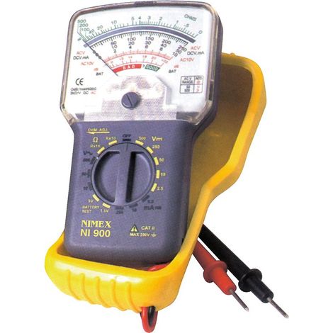 Multimetro analogico Nimex NI900 - Funzioni: tensione DC, tensione AC, corrente AC, resistenza, decibel, prova batteria