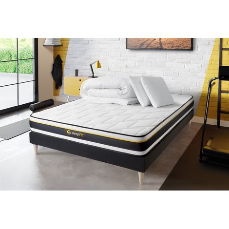 Pacchetto letto completo - Materasso 140x200cm + Box spring (monoblocco) + 2 cuscini + Piumino - Soft