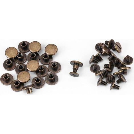 Memkey – Lot de 20 rivets en laiton fileté 5mm – Résistants à la corrosion – Pour cuir, ceintures, sacs à main, chaussures – Faciles à installer - 20pcs (1/4)
