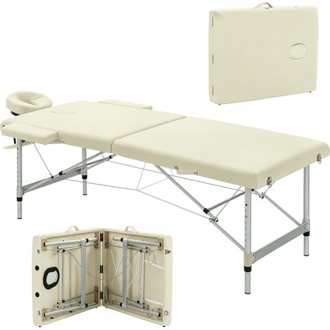Table de massage HOMCOM Alliage d'aluminium 210x90x84cm crème