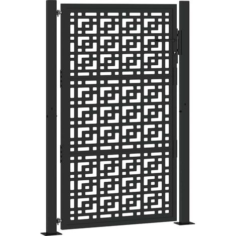 Portail de jardin noir 100x150 cm en acier avec croix