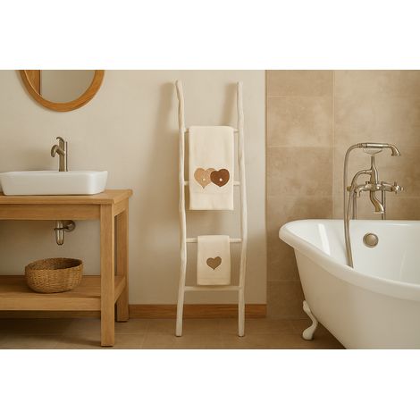 Porte-serviettes échelle en bois moderne salle de bain au sol mur décoratif Porte-serviettes échelle sur pied Porte-objet vase