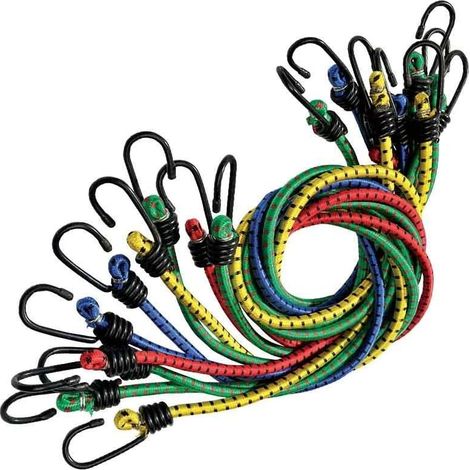 80 cm langes elastisches Bungee-Seil mit Haken – 10er-Packung