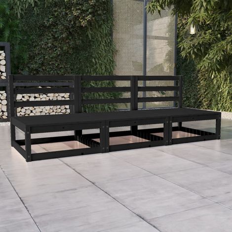 Garden 3-Seater Sofa Black Solid Pinewood vidaXL (1/5)